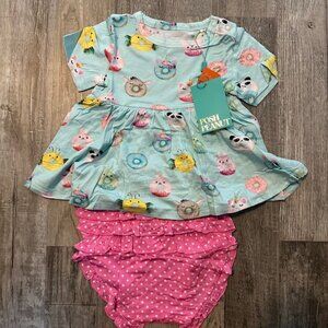 Posh Peanut Peplum Top & Ruffle bottom Set Donut print 18/24